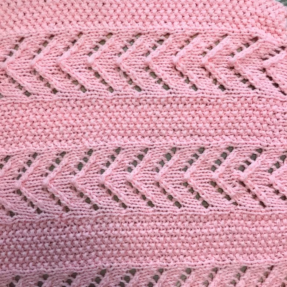 Crochet Baby Girl Afghan Pink Homemade 32x34